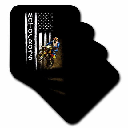 3dRose Sven Herkenrath Sport - Motocross Dirtbike with Quotes and United States America Flag - Coasters (CST_320095)
